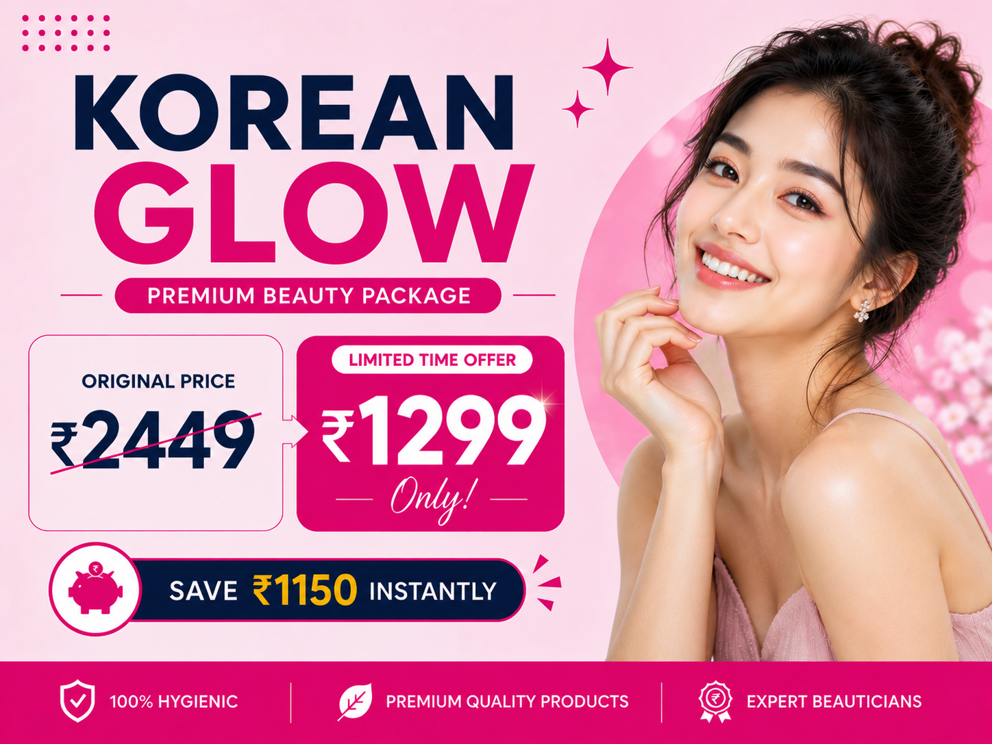 Korean Glow - Korean Facial + Oxy Bleach + Manicure & pedicure